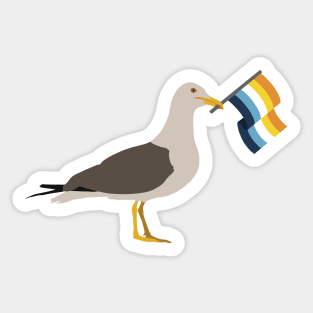 Seagull Holding Aroace Pride Flag Sticker